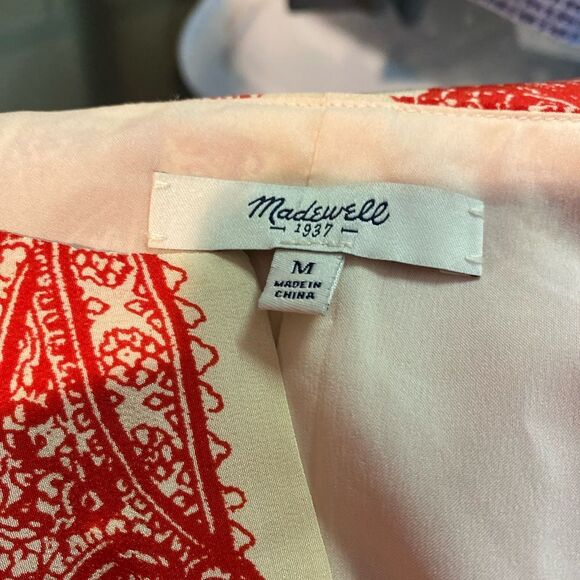 #100 MADEWELL Silk Asian Print Dress - Picture 4 of 12